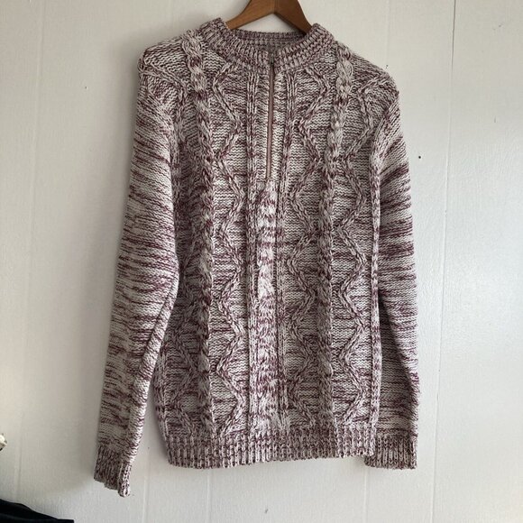 VTG Campus Cable Knit Sweater Academia Unisex Slouchy Acrylic Chunky Sz M - Picture 6 of 14